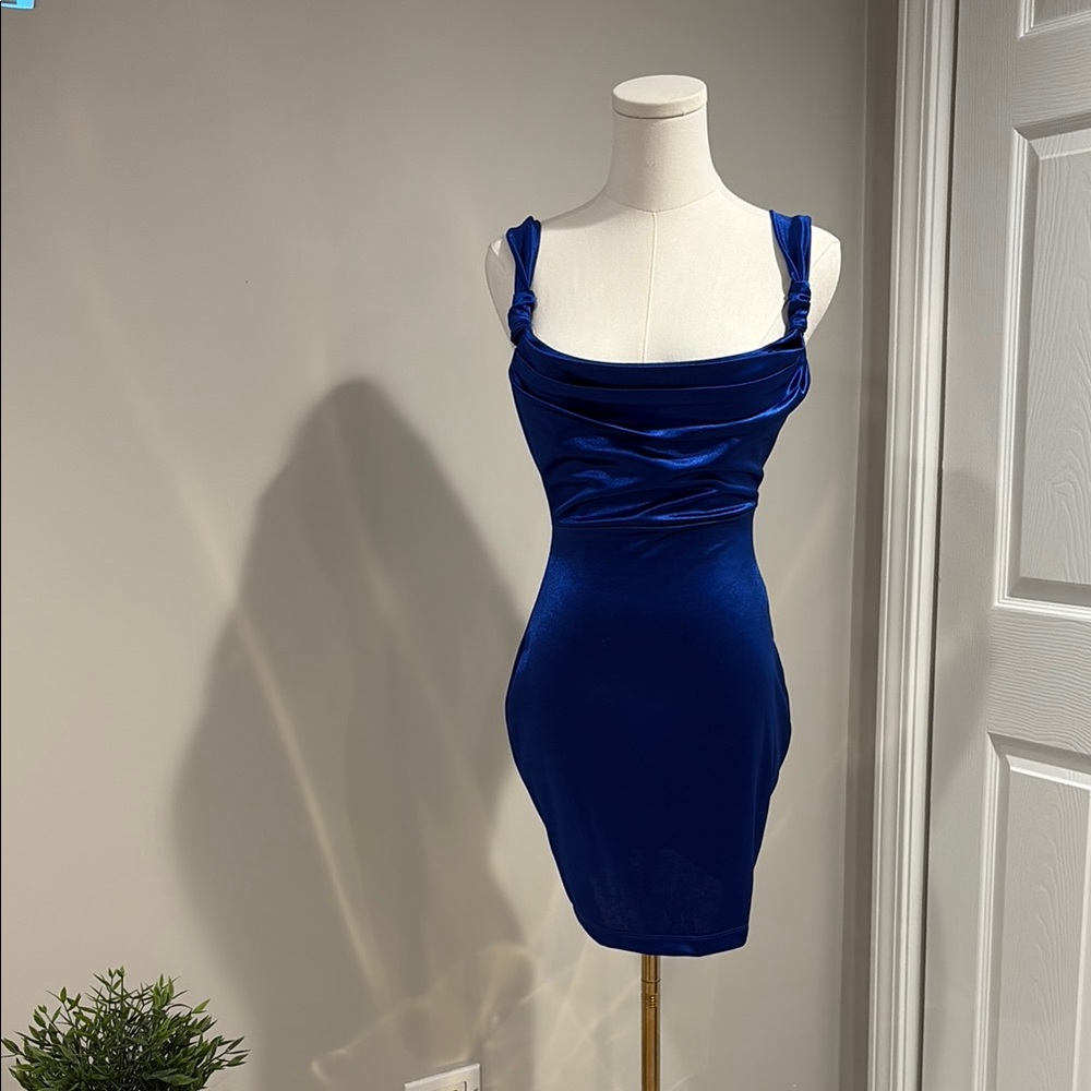 Windsor Blue Bodycon Mini Dress Scoop Neck Sleeveless